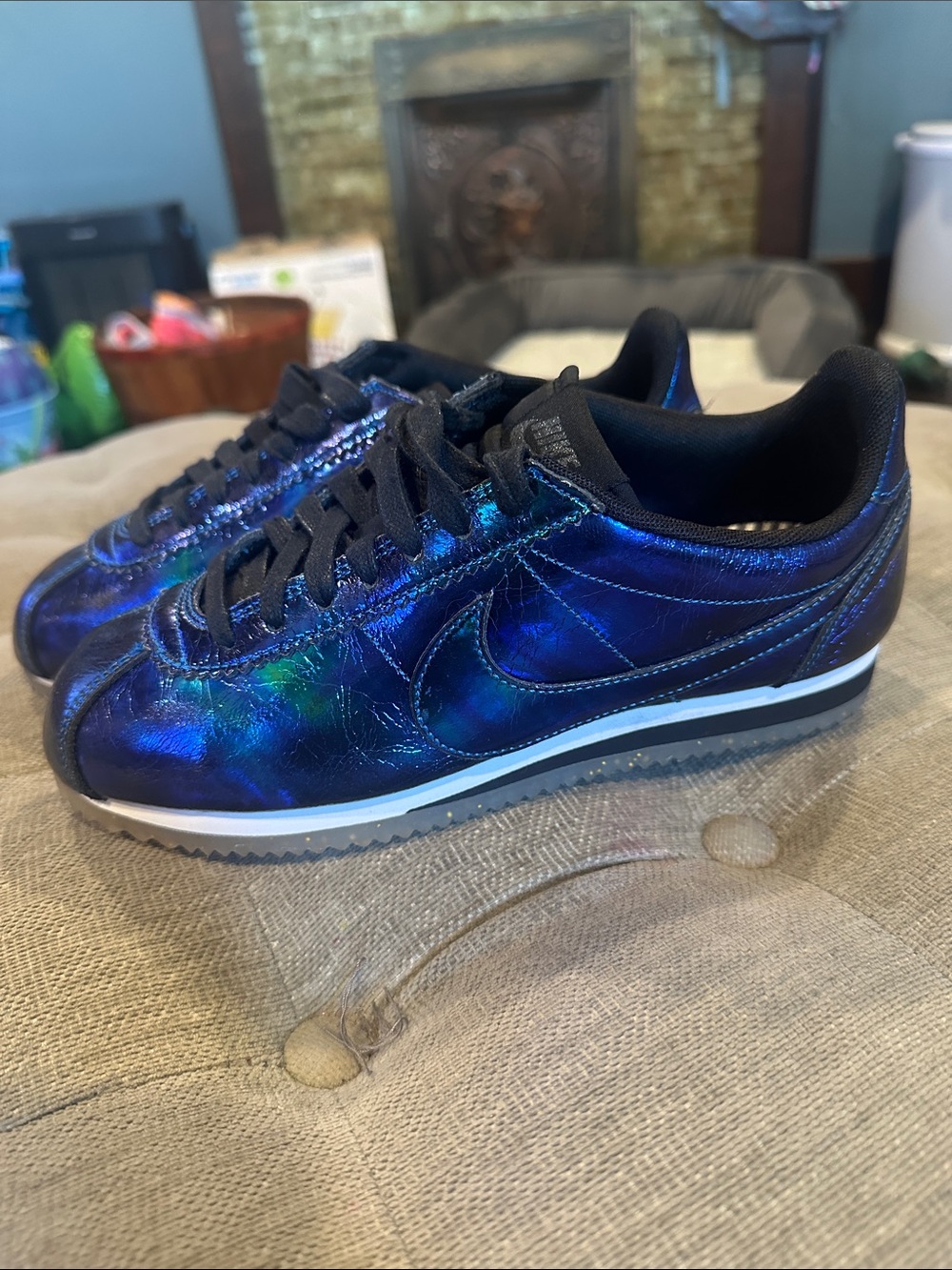 Nike 1975 Cortez Iridescent Blue Black Low-Top Sneakers